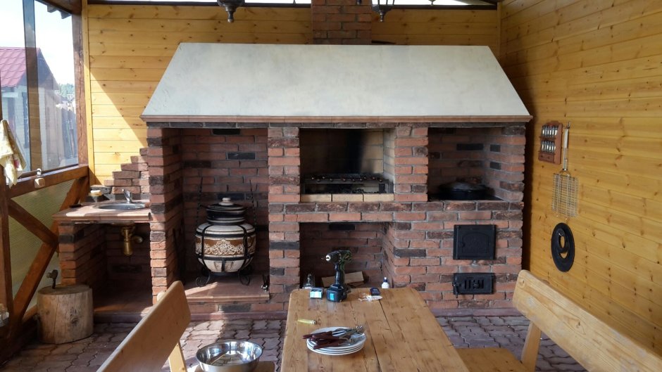 Мангальная зона с тандыром казаном и мангалом