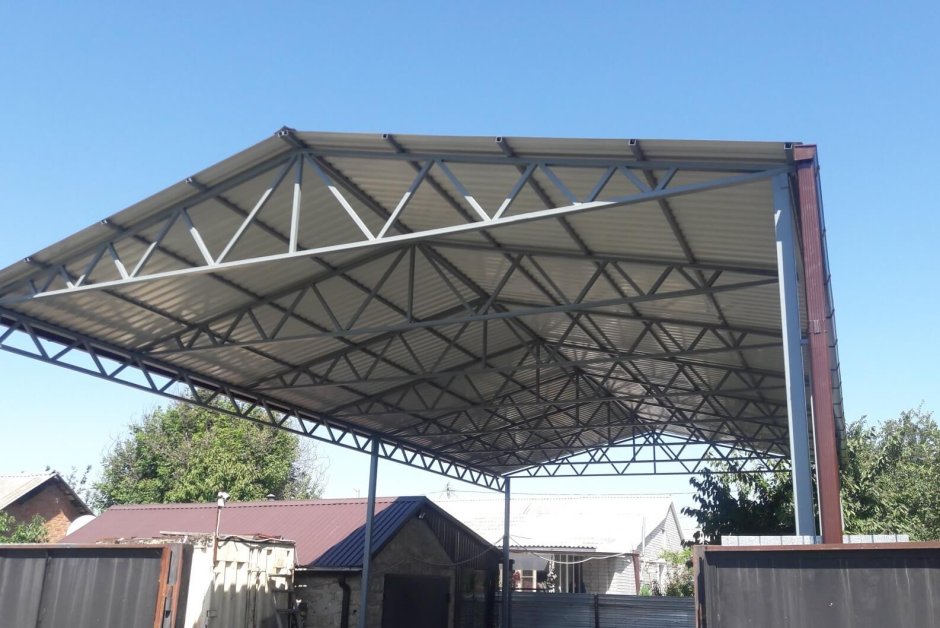 Навес односкатный полуаркой