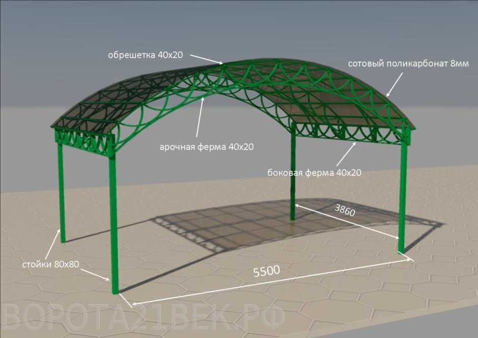 Автонавес односкатный 6х6 чертеж
