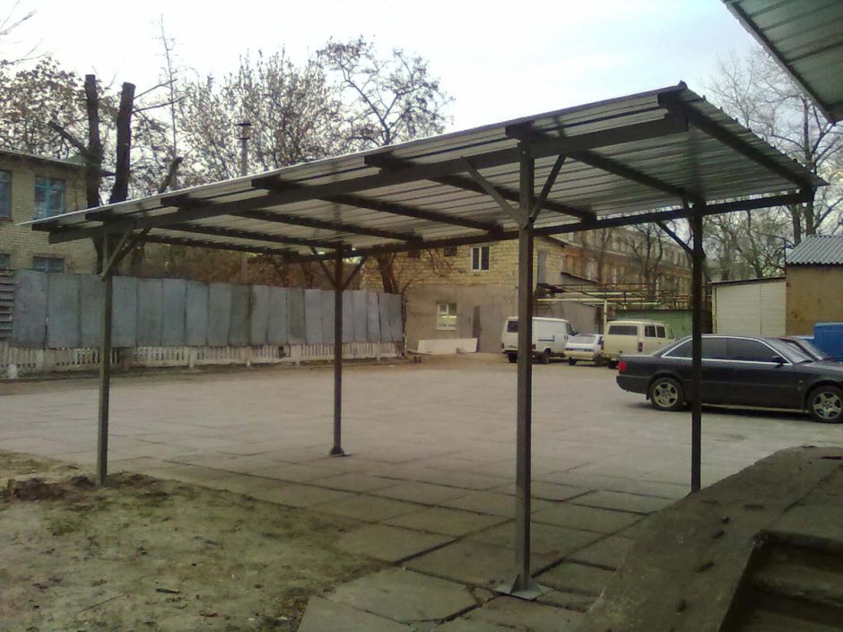 Односкатный навес из профильной трубы 80*80