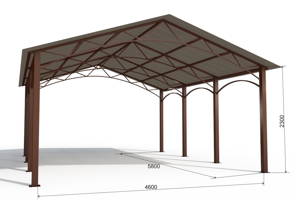 Навес двухскатный 6000 на 5300