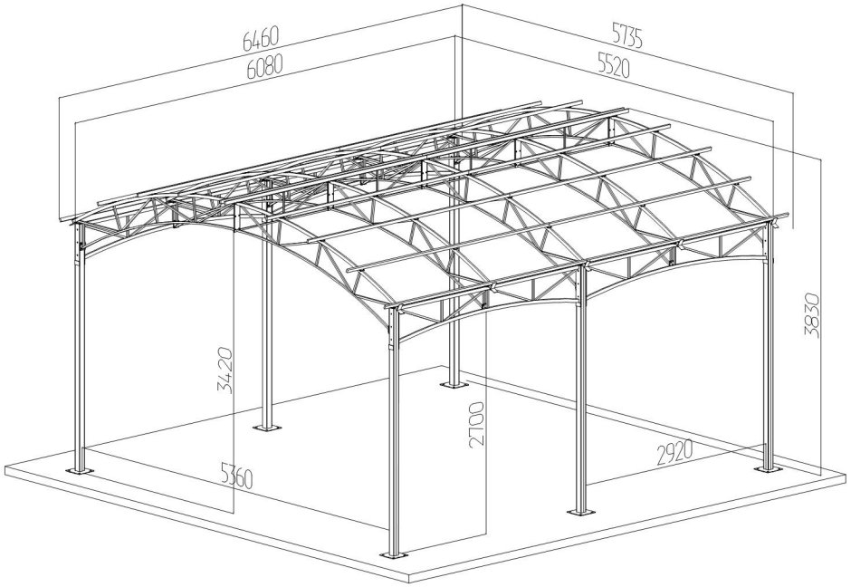 Навес арочный из поликарбоната чертежи