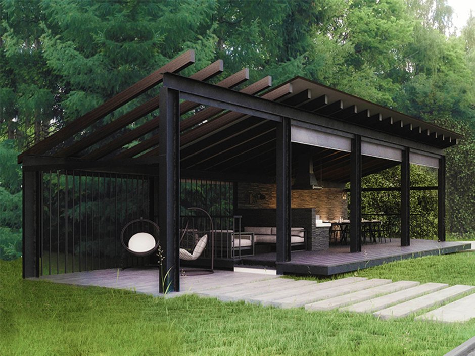 Металлическая беседка лофт черного цвета