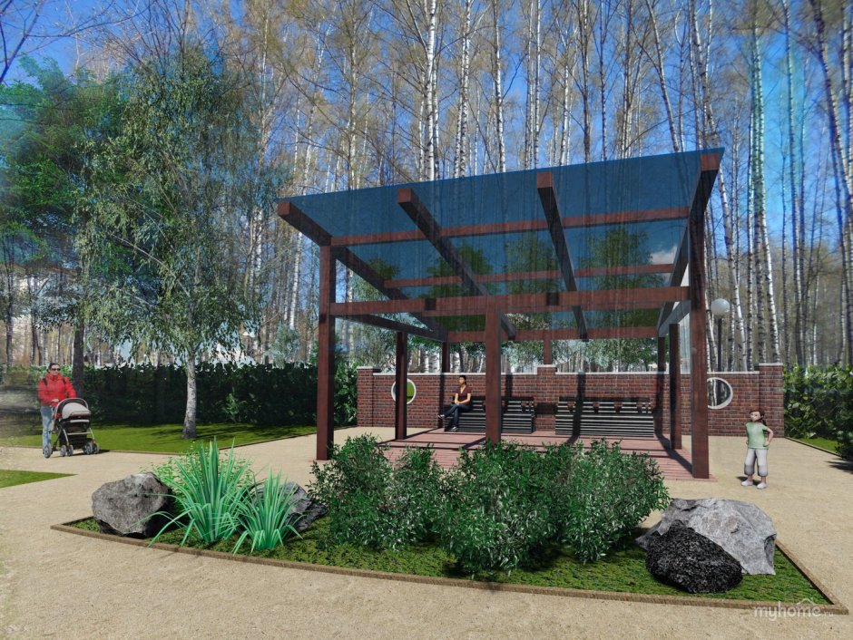 Мангал с беседкой из металла МС-106