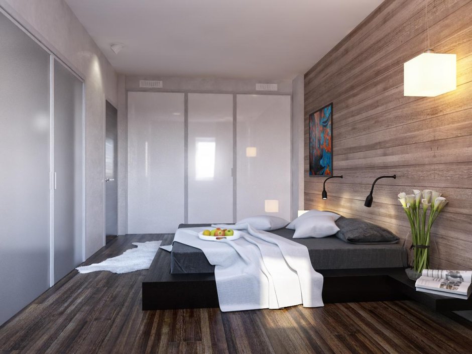 Бело серая спальня в современном стиле