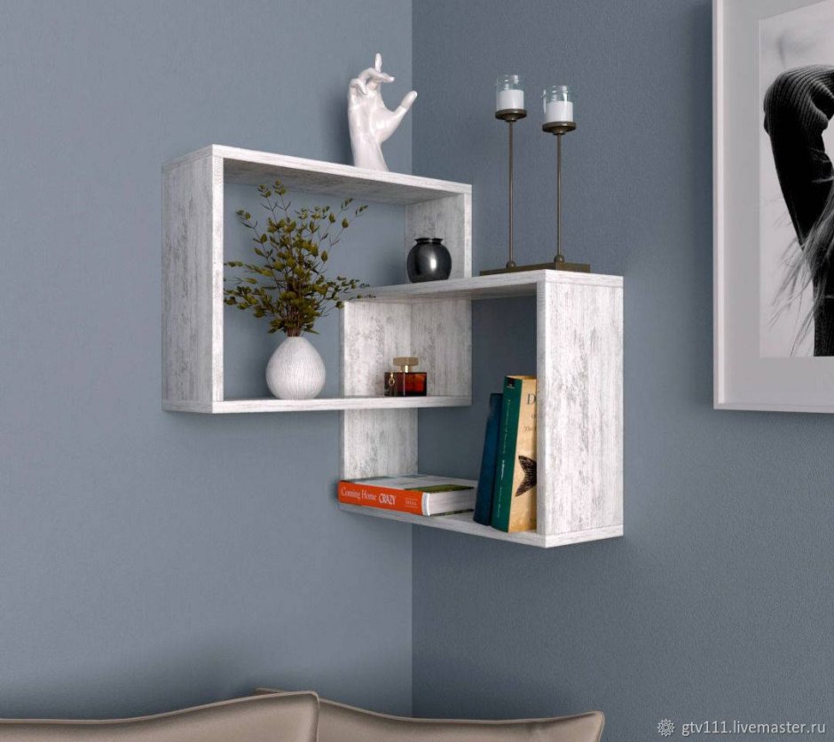 Стеллаж в угол комнаты