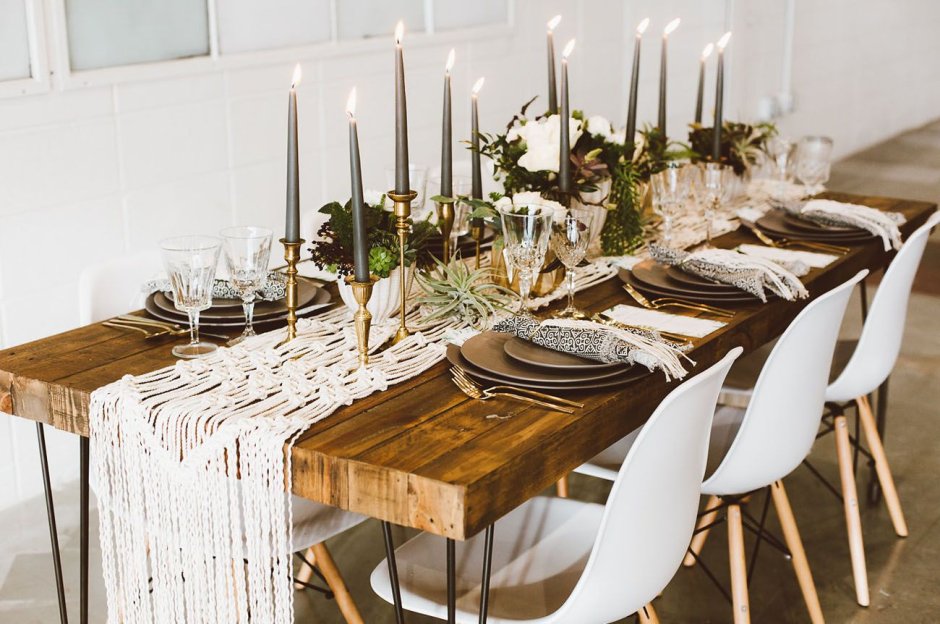 Украшение стола в стиле бохо