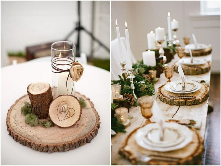 Украшение стола в стиле рустик