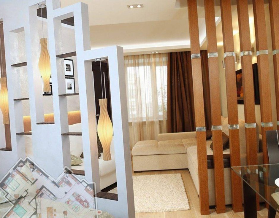 Перегородка между спальней и гостиной