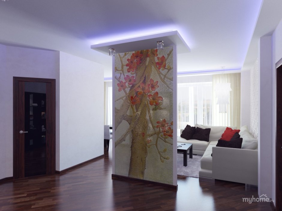 Спальня с перегородкой декоративной