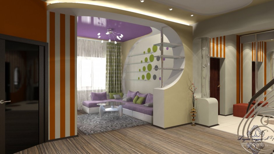 Перегородка из гипсокартона для зонирования комнаты