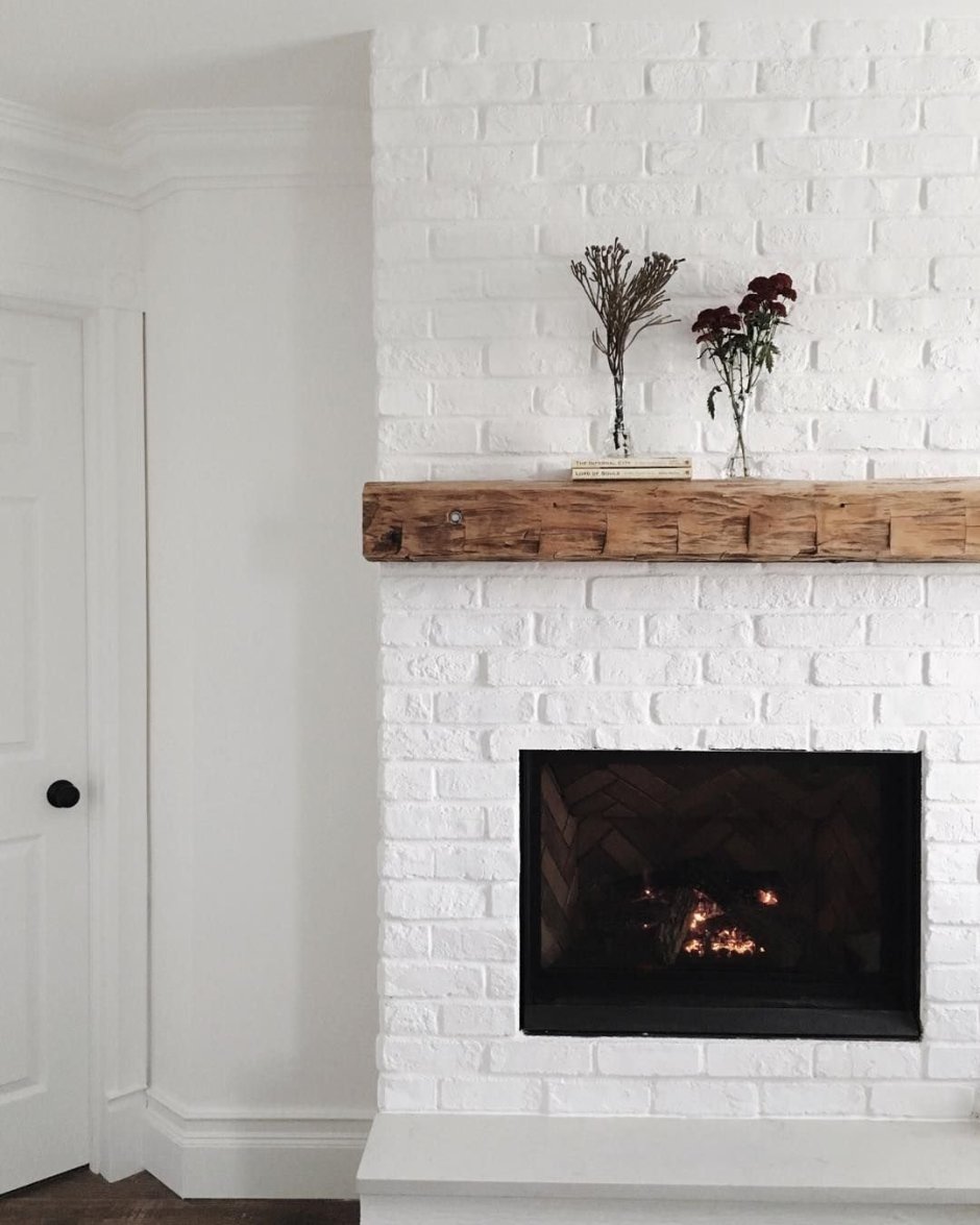 Камин отделка белым клинкером