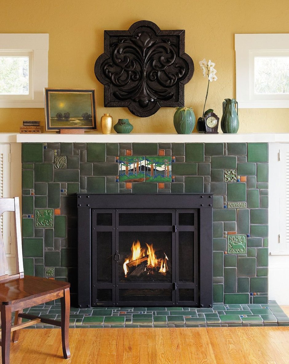 Отделка камина клинкерной плиткой