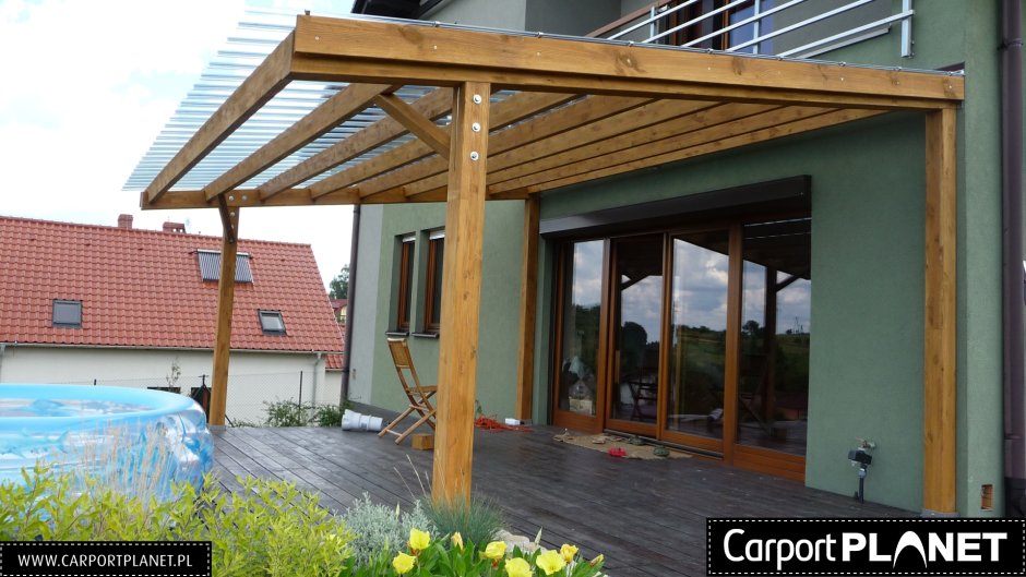 Дом с односкатной крышей и навесом