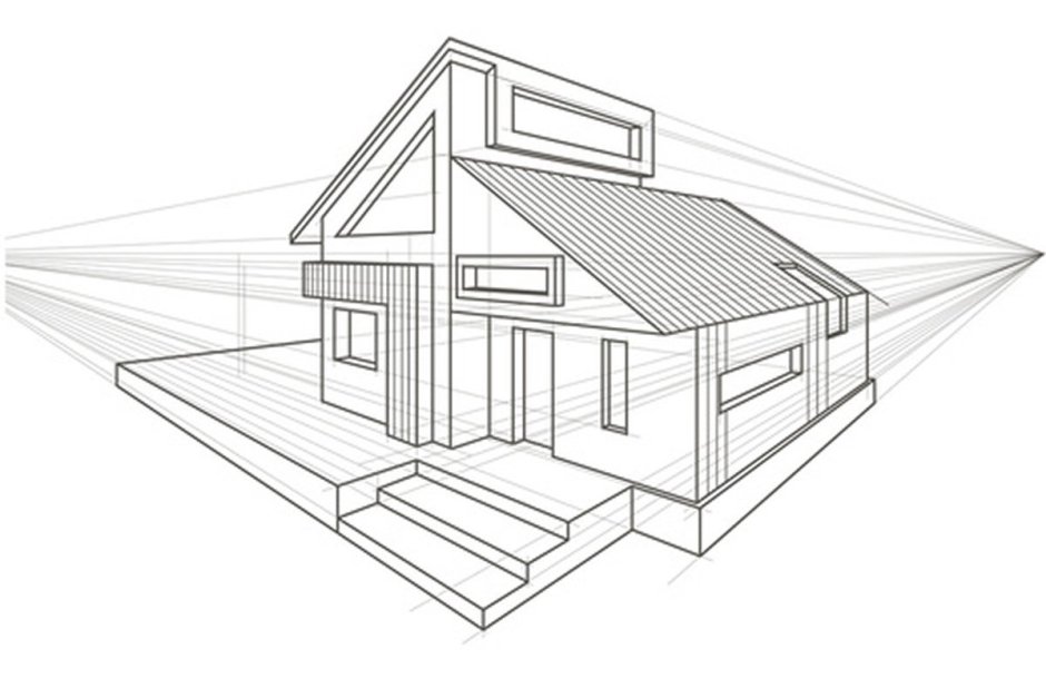 Рисование экстерьера здания в перспективе