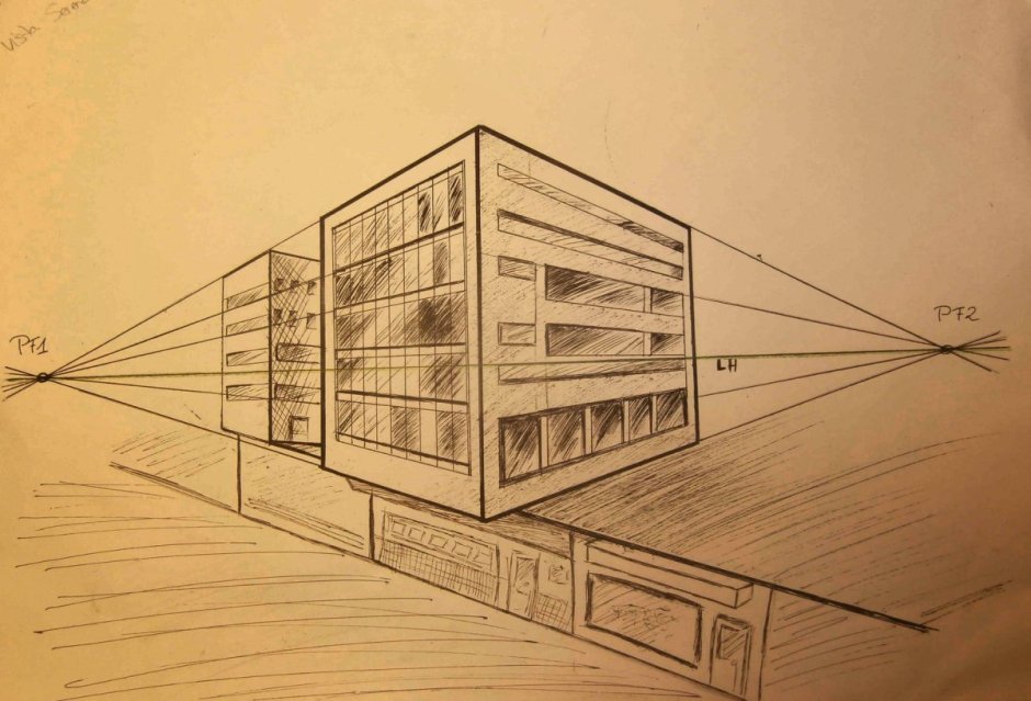 Пейзаж с двумя точками схода