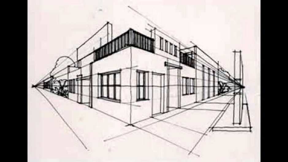 Двухточечная перспектива здания