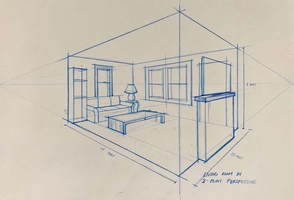 План комнаты в перспективе
