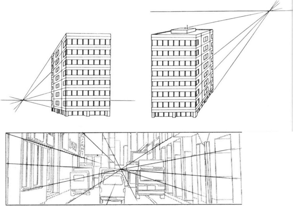 Перспектива с тремя точками схода архитектура