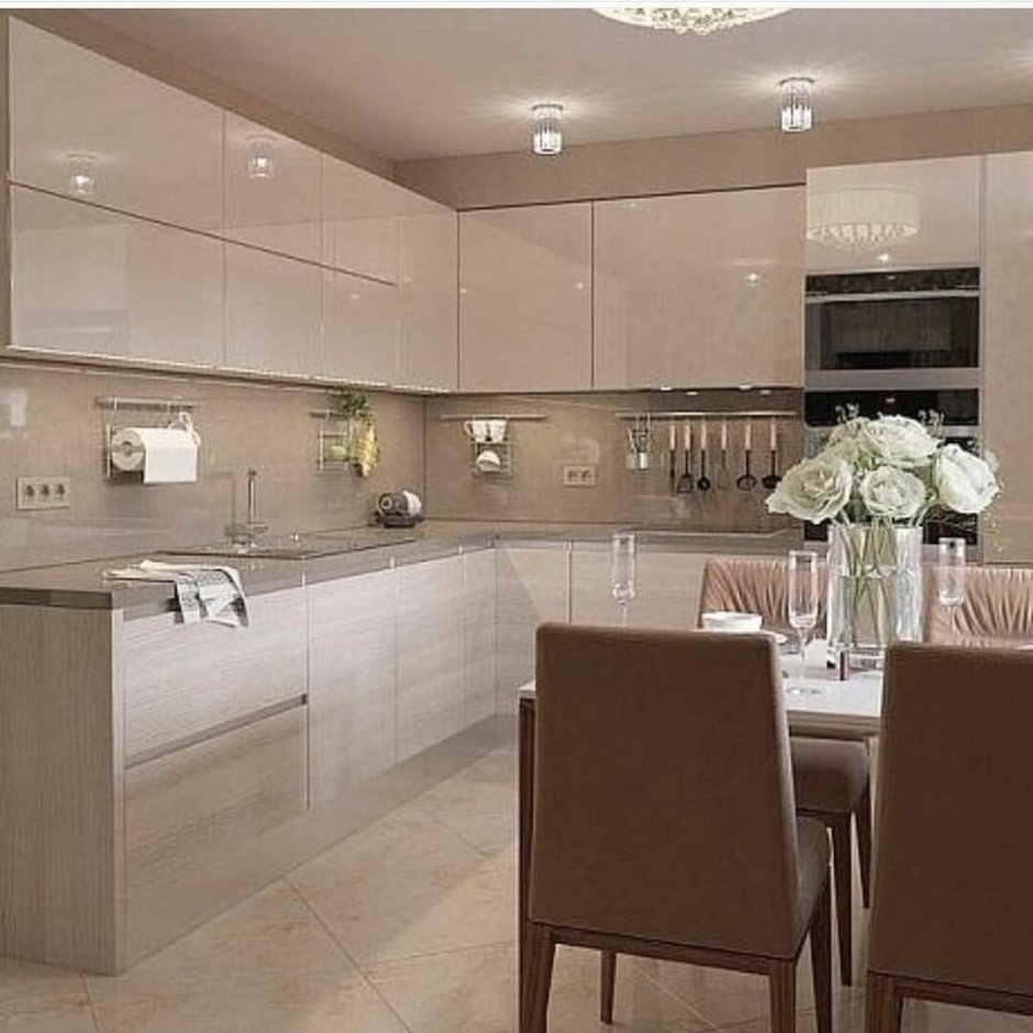 Бежевые кухни