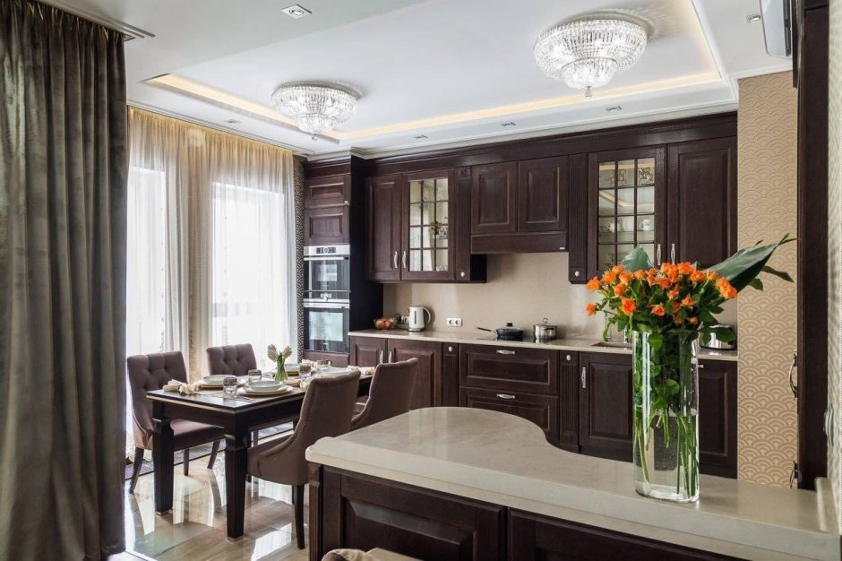 Коричневая кухня в интерьере