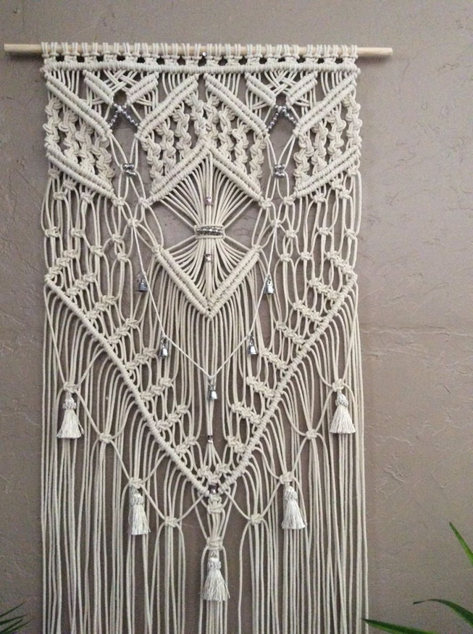 Панно на стену из макраме круглое