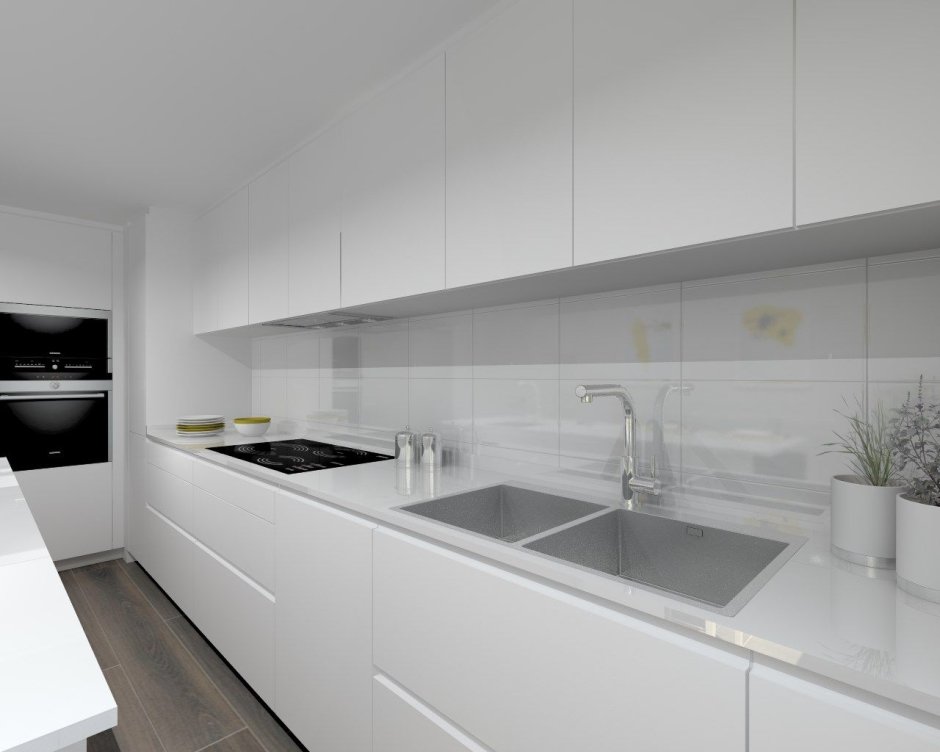 Кухня Модерн белая с серым