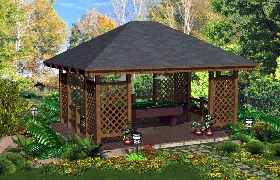 Беседка для дачи деревянная