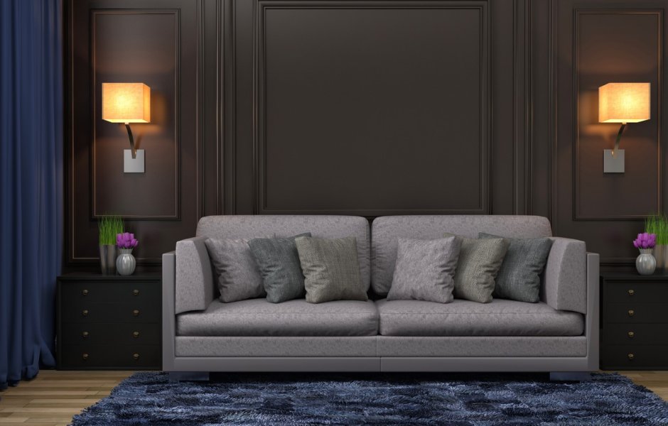 Бра над диваном в гостиной