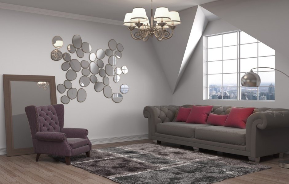 Светильники над диваном в спальне