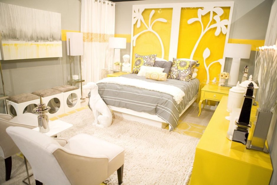 Спальня желто белая для подростка
