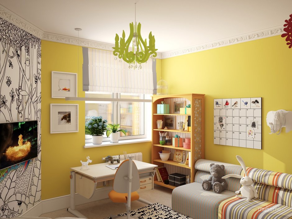 Светло желтая детская комната