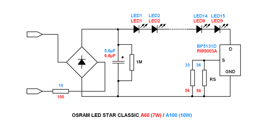 Электрическая схема светодиодной лампы led a60