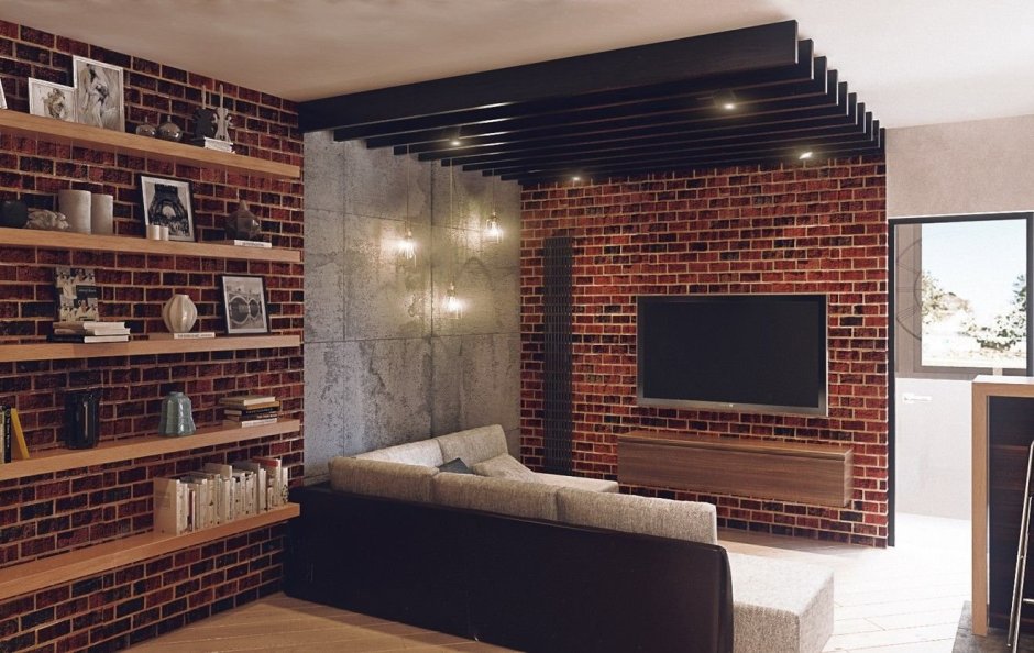 Стенка из декоративного кирпича