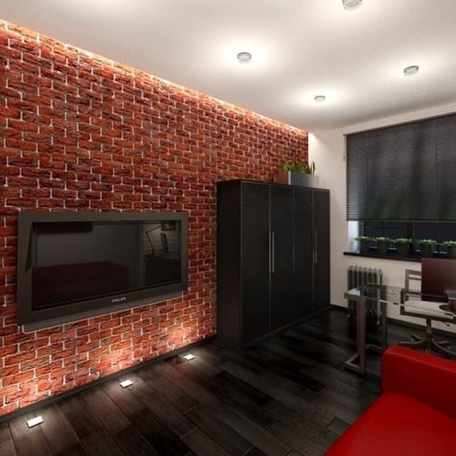 Стенка из декоративного кирпича