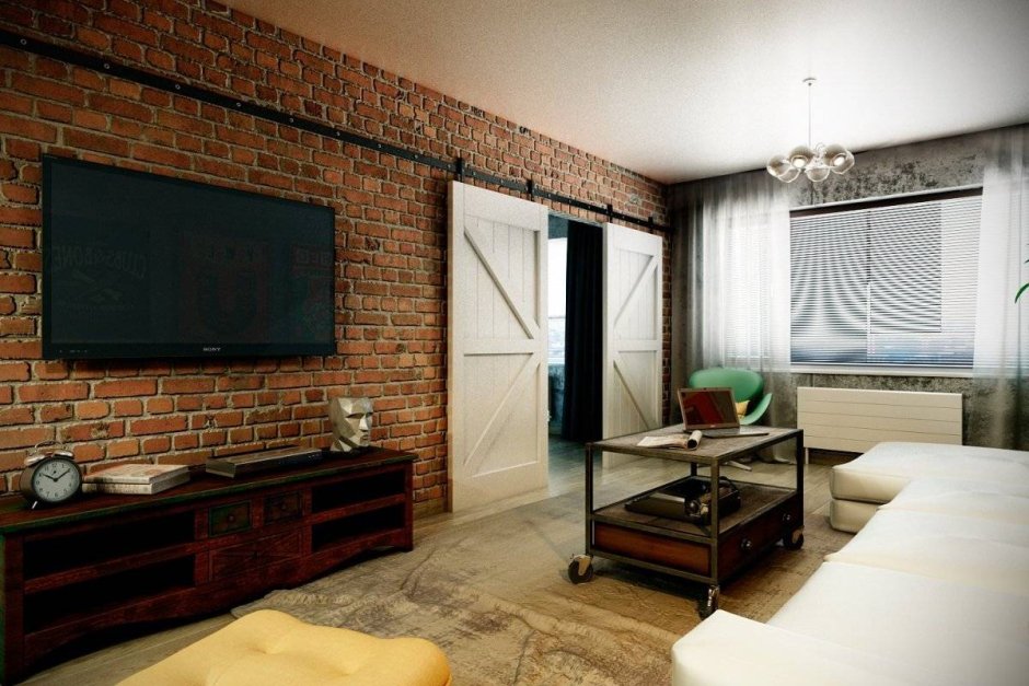 Гостиная в стиле лофт