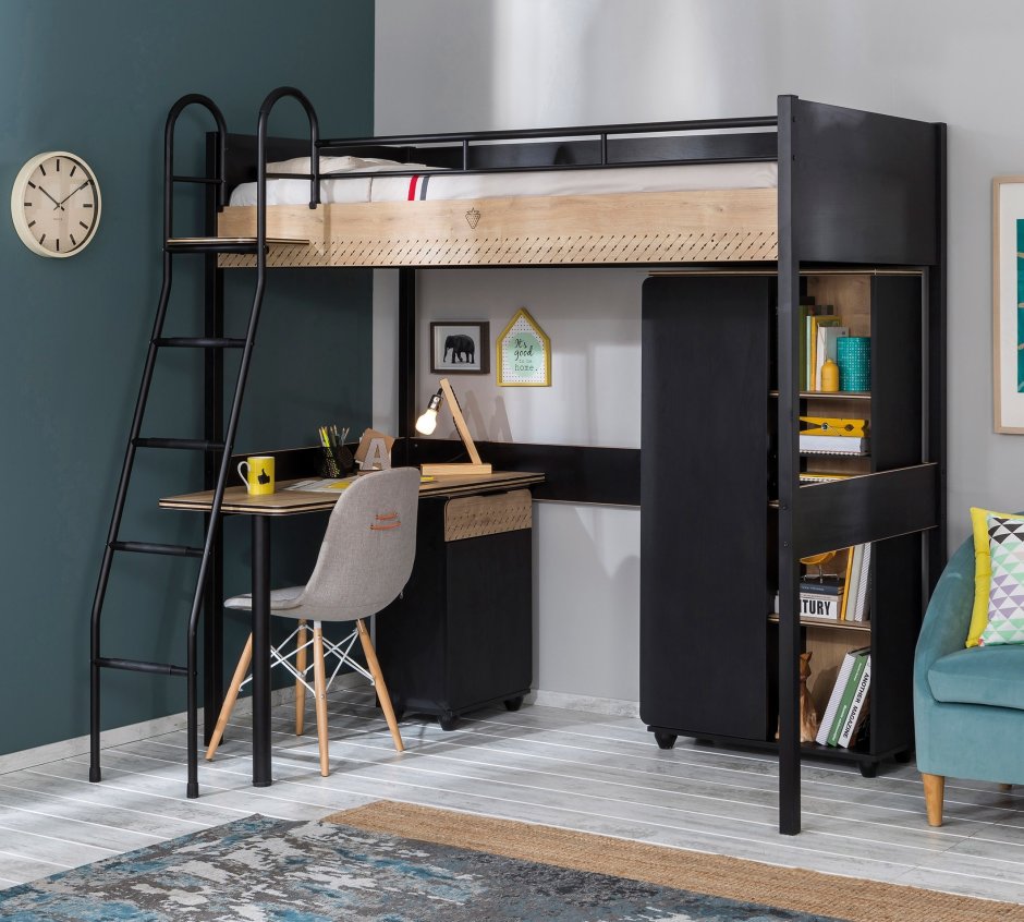 Кровать-чердак Black Cilek
