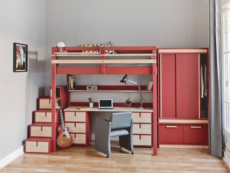 2хспальная кровать чердак