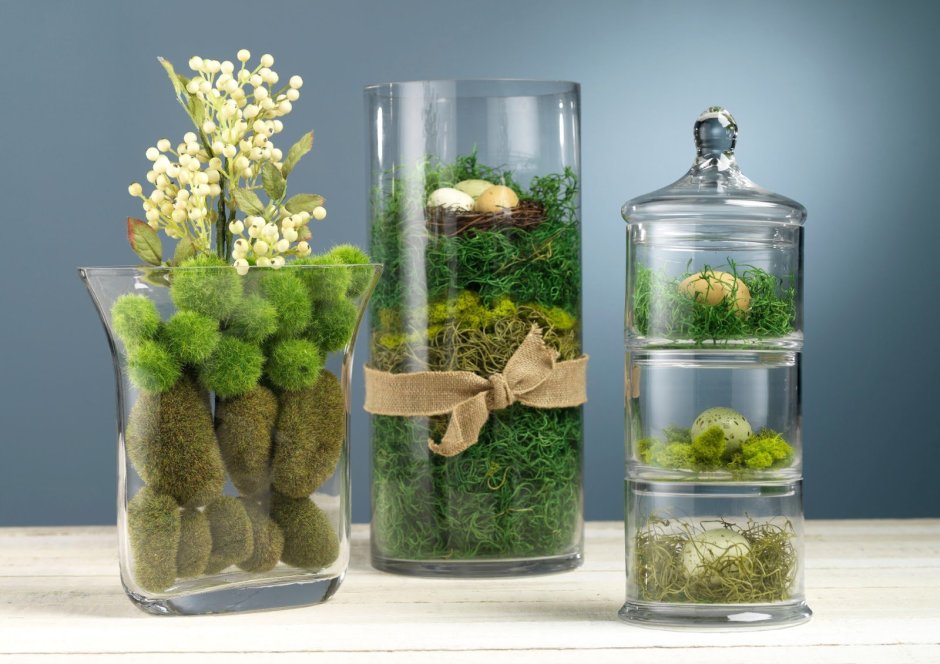 Цветочные композиции со мхом