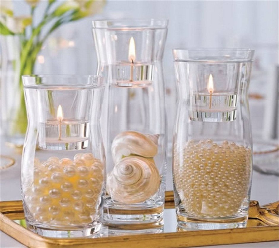 Декор в стеклянных вазах