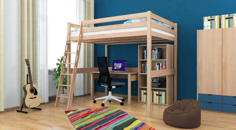 Двуспальная кровать с чердаком для ребенка