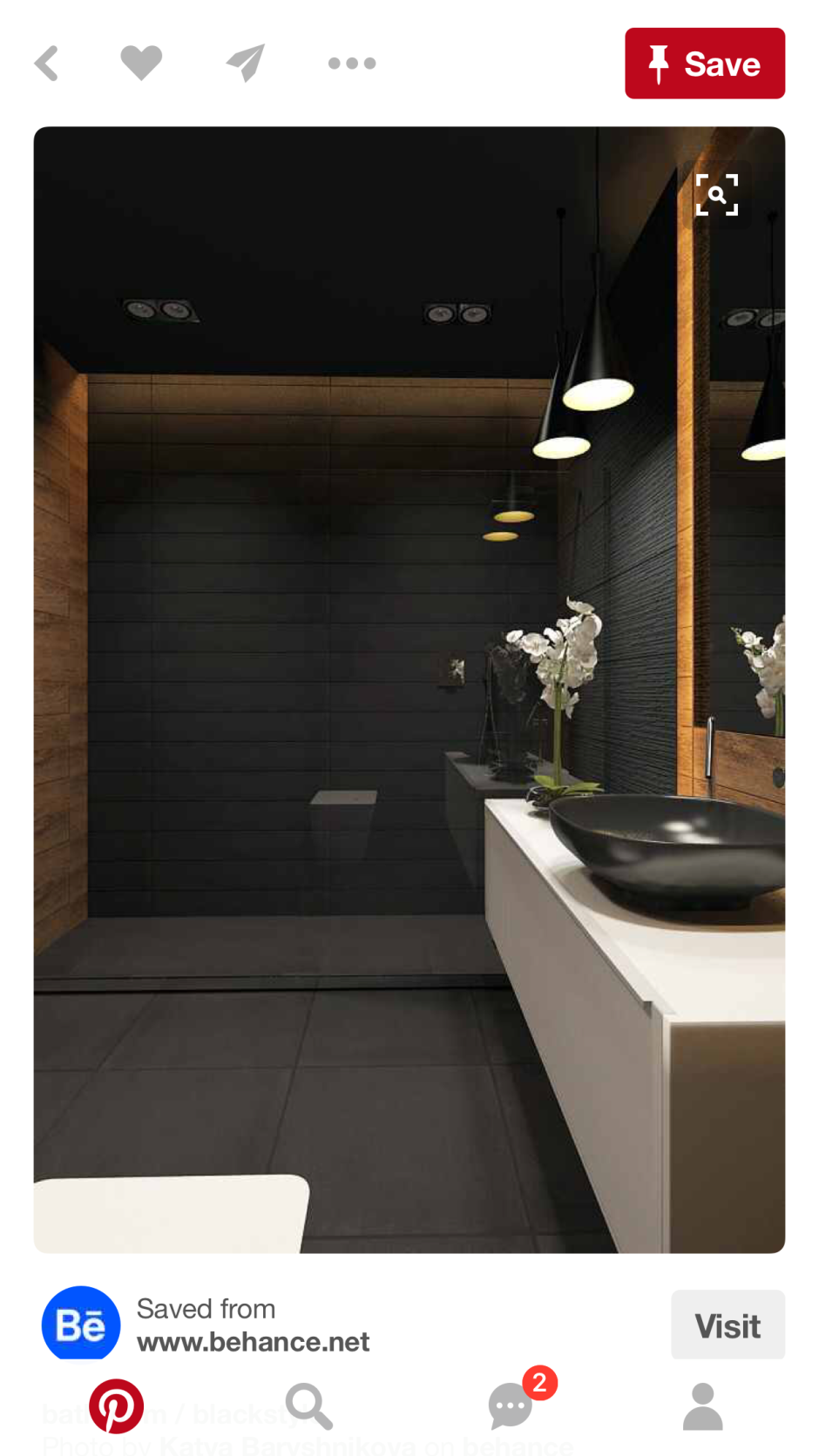 Черный санузел с древом