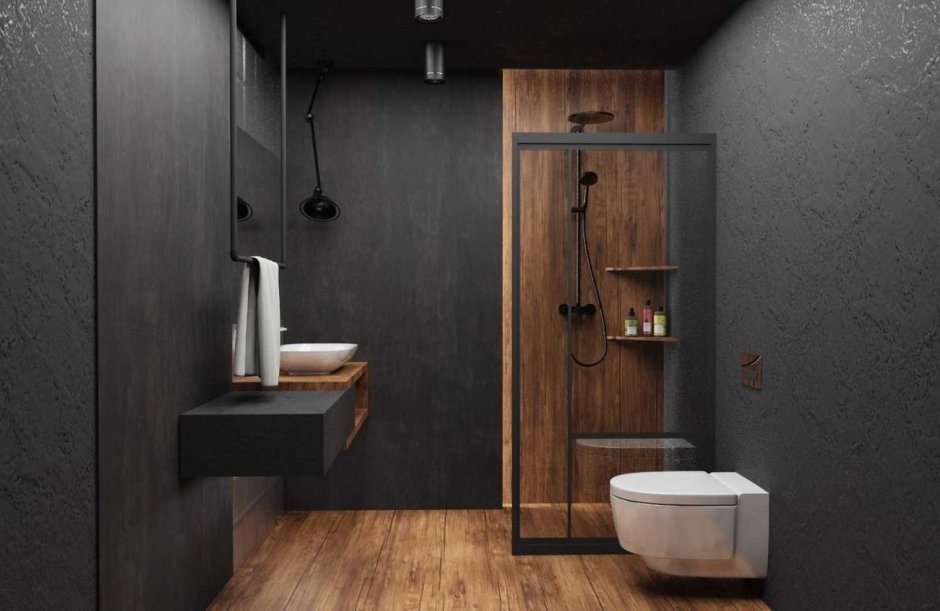 Black and Wood Bathroom