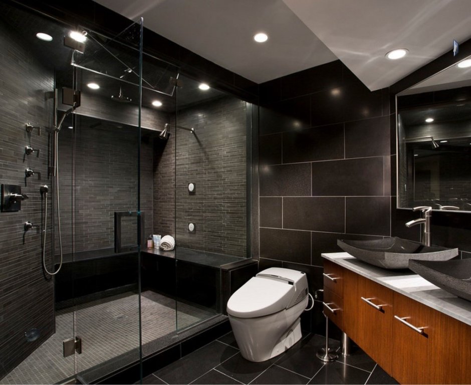 Ванная комната в темных тонах