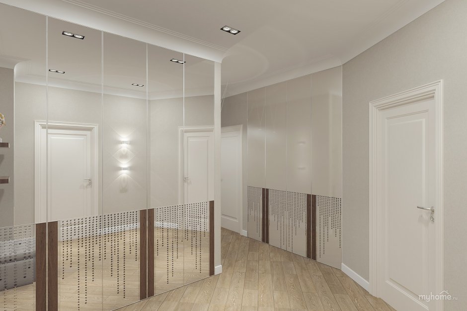 Коридор с зеркальной перегородкой