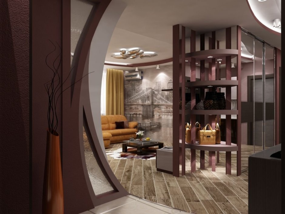 Перегородка между коридором и гостиной