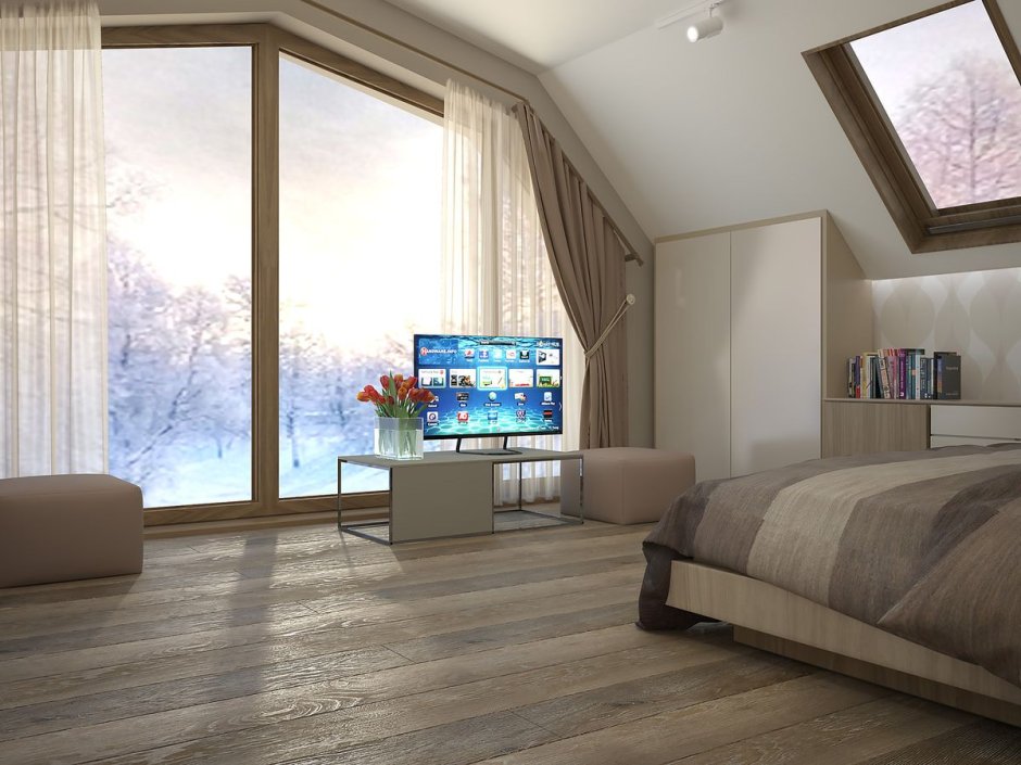 Мансарда с витражными окнами