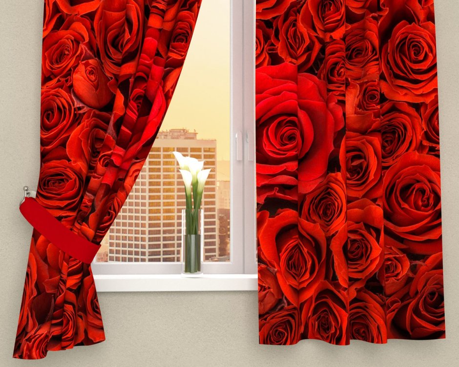 Занавески для кухни роза
