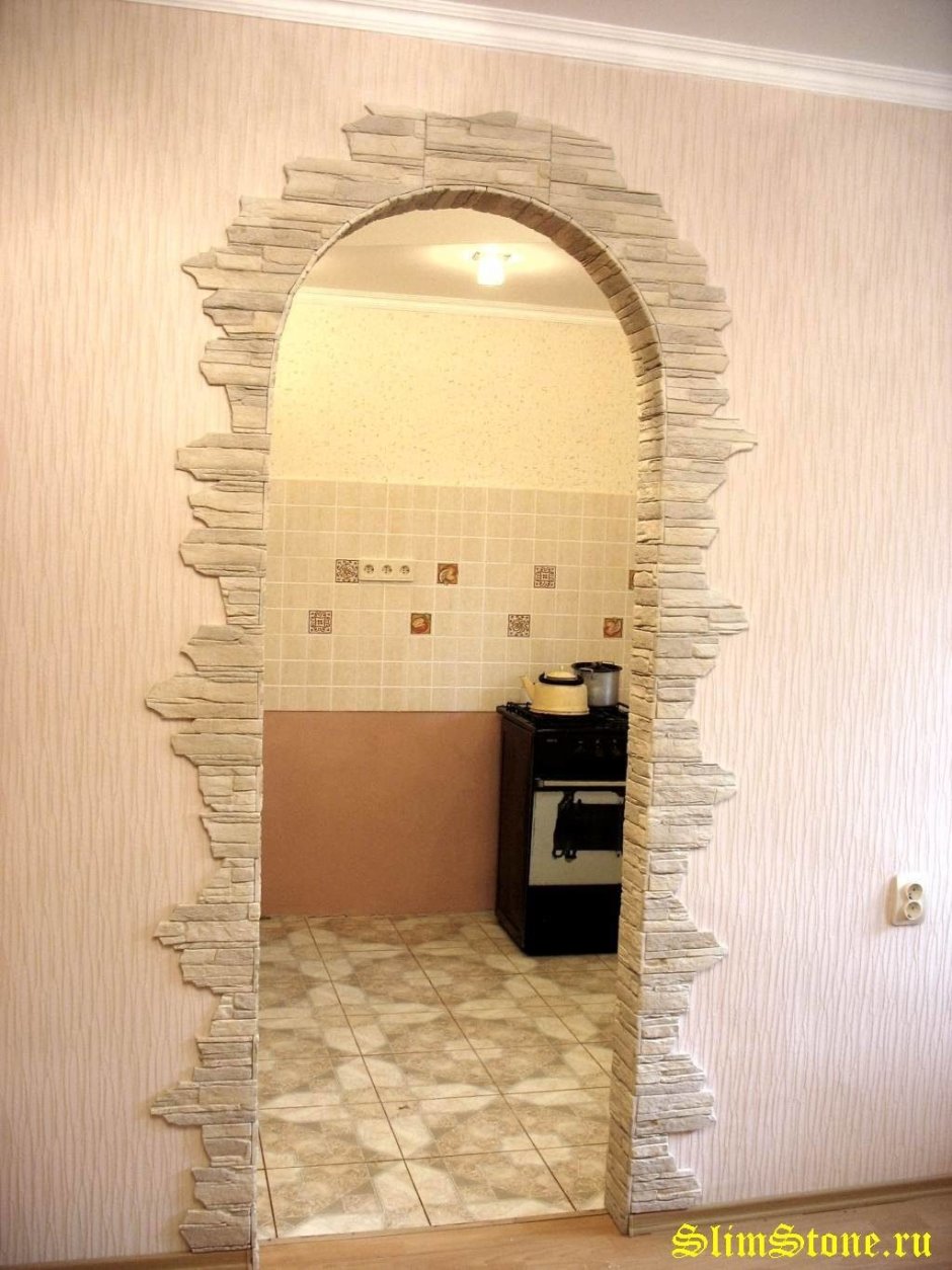 Отделка арки декоративным камнем