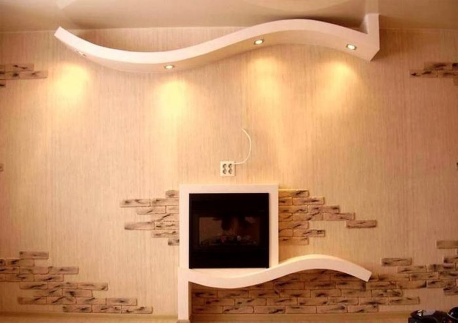 Декор из гипсокартона на стене